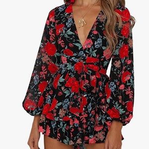 Foral v-neck romper.